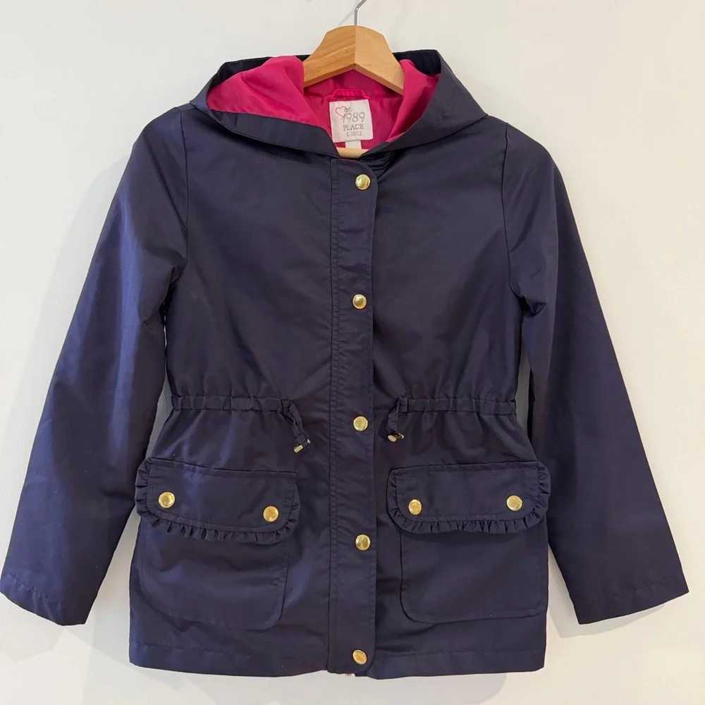 The Children's Place Navy Blue Hooded Utility Anorak Jacket Size L 10/12